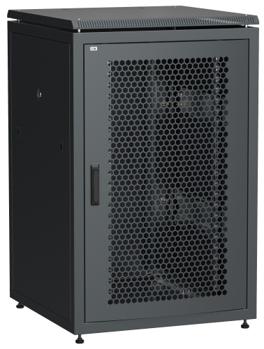 ITK Шкаф сетевой напольный 19" LINEA N 18U 800х800мм перфорированная передняя дверь, задняя металлическая черный | код LN05-18U88-PM | IEK